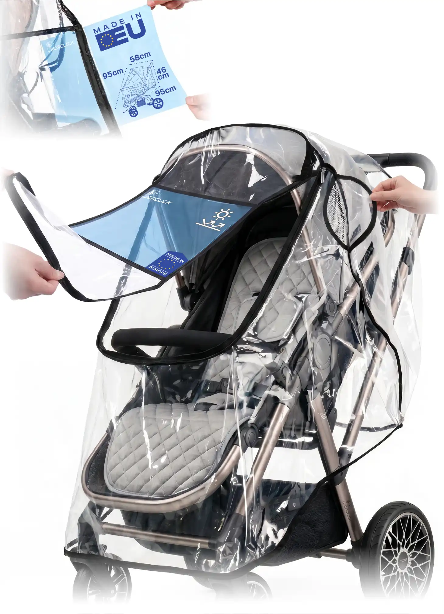 Después de diseño gráfico para Amazon para protector de lluvia de carrito