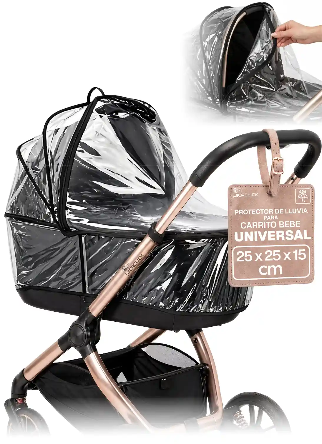 Diseño gráfico para Amazon de imagen principal para protector de lluvia de carrito