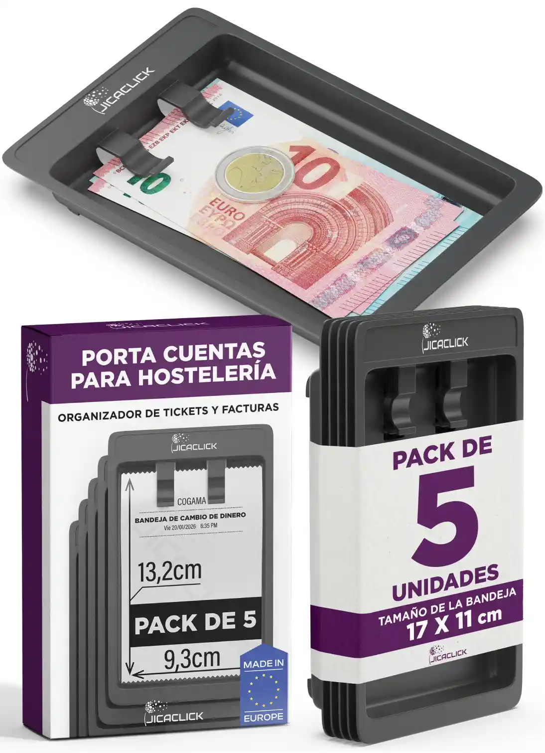 Diseño gráfico para Amazon de imagen principal para porta cuentas de hostelería