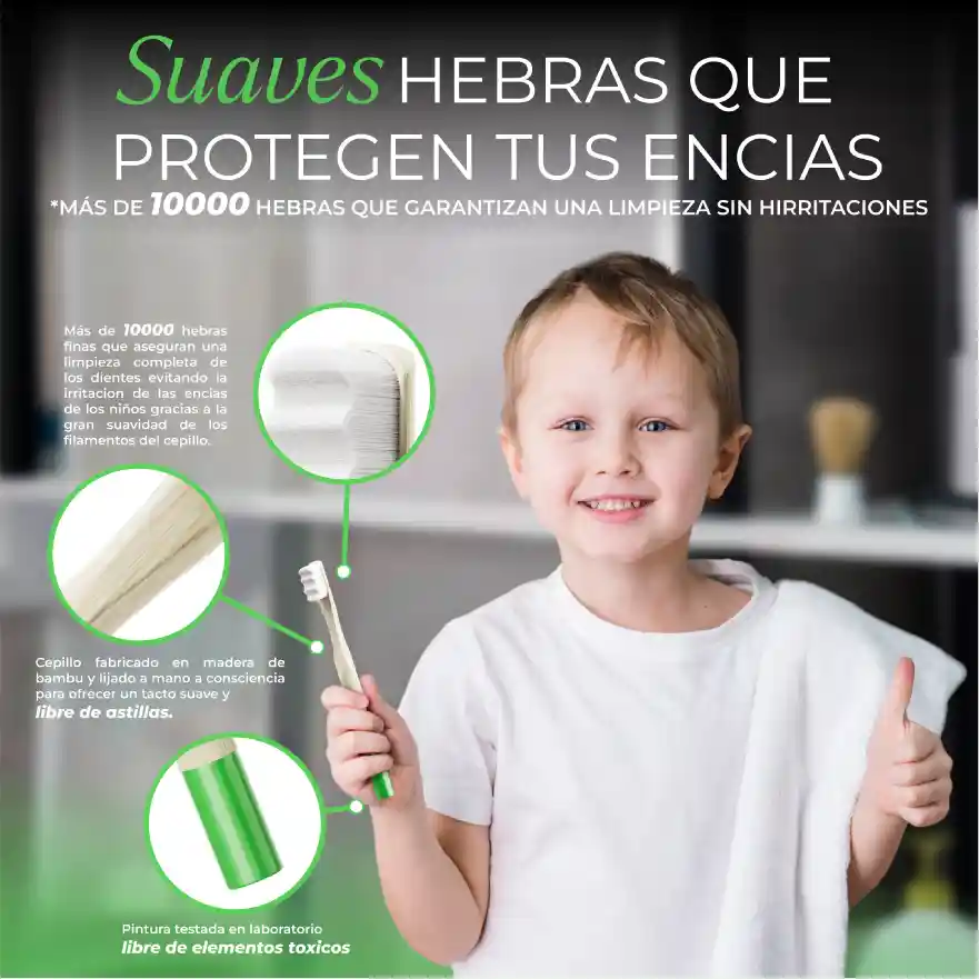 Infografía Amazon de cepillos infantiles con hebras suaves